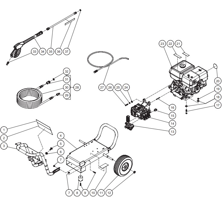 MITM WP-3400-5JSB pressure washer parts and manual